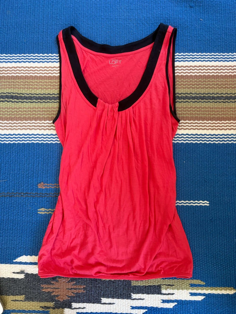 2000s Loft Women's Red Tank Top with Black Trim